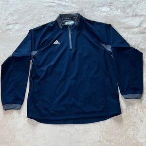 Adidas Men's Windbreaker Jacket Blue and Gray 1/4 Zip Pullover SZ L